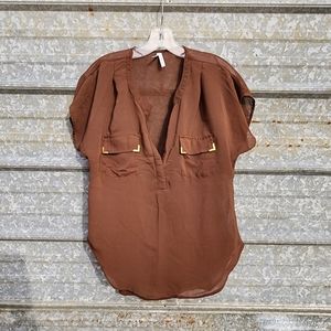 Truth By Republic Sheer Hershey Pocketed Blouse